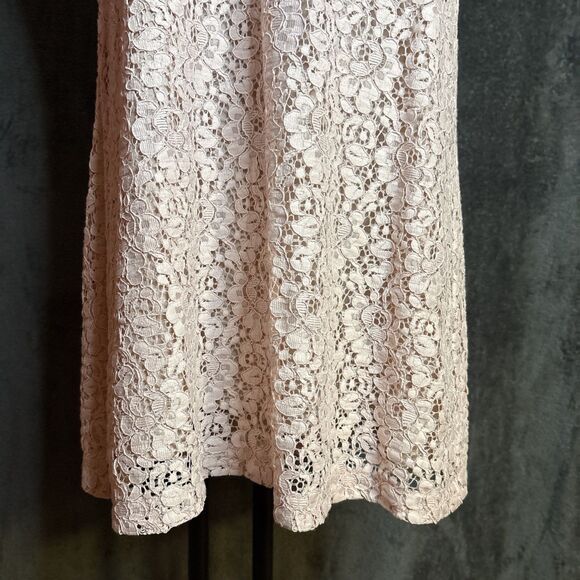 NWT ZARA PALE PINK EYELET LACE CAP SLEEVE SHIFT DRESS size XS - Picture 4 of 10